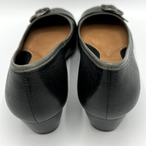 Nurture Canary 001 Black Wedge Heel Buckle Accented Shoes, Size 7-1/2 M With Box - Picture 6 of 9